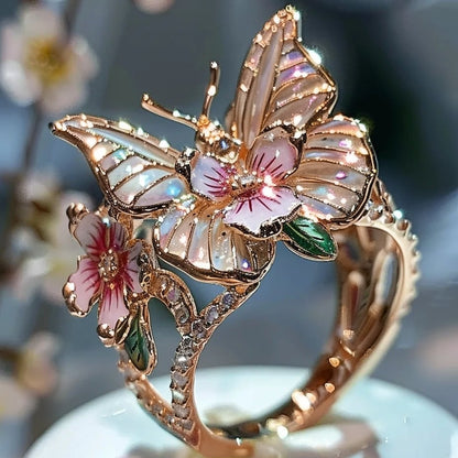 Size Can Be Changed At Will Butterfly Flower Ring 9529869992238-1
