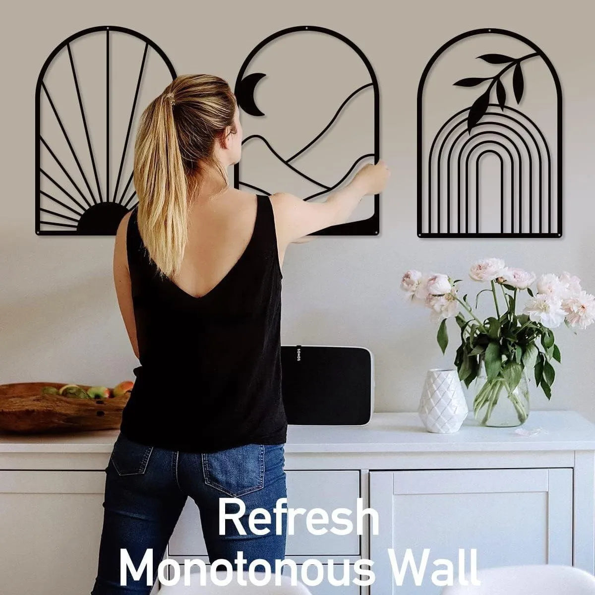 Nordic Iron Line Wall Art – Antique Silhouette Metal Pendants 14815611486534-1