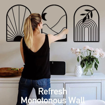 Nordic Iron Line Wall Art – Antique Silhouette Metal Pendants 14815611486534-1