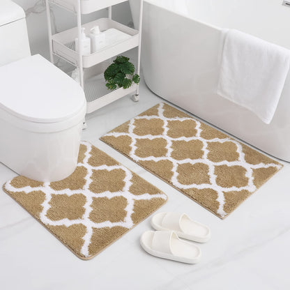 Ultra Soft Shaggy Bath Mat Set – 2 Piece Non-Slip Absorbent Rugs 14815634063686-1