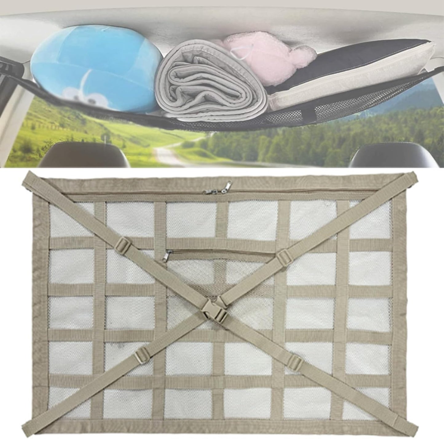 Upgrade Car Ceiling Cargo Net Pocket 10056776450350-1