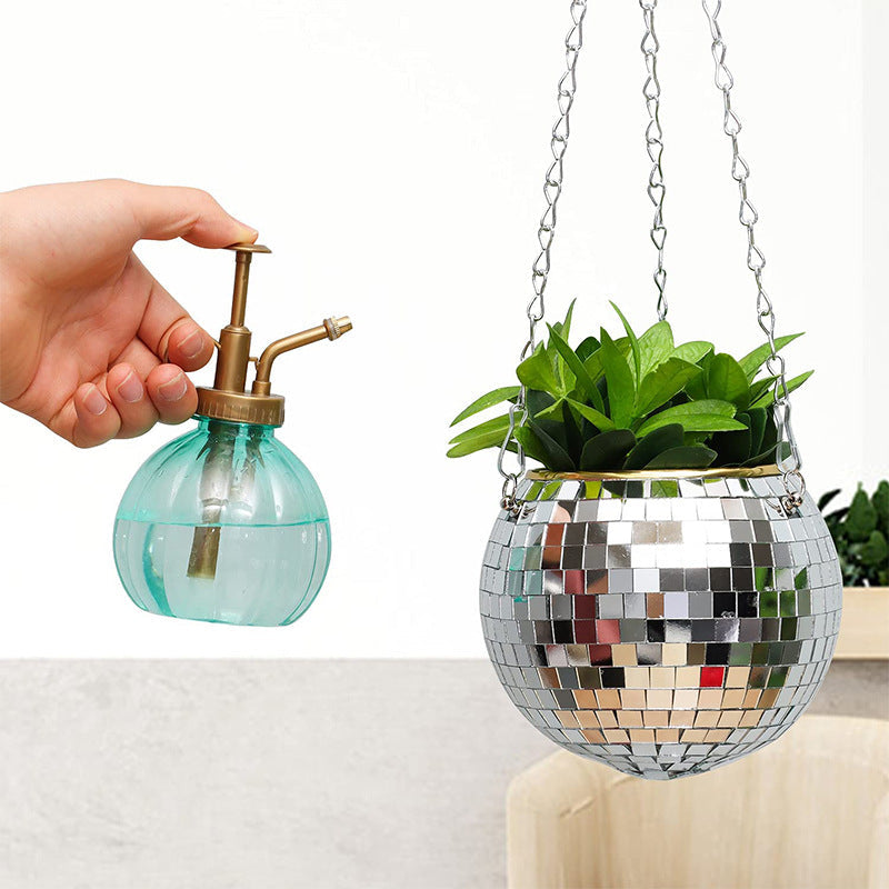 Reflective Hanging Planter Mirror Ball Pot For Indoor Garden Décor 14815631573318-1