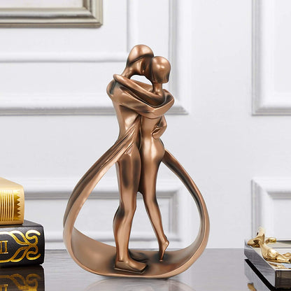 Romantic Couple Embrace Resin Statue Modern Home Decor Sculpture 8690043584814-1