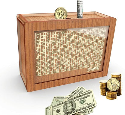 Wooden Savings Box for Smart Money Tracking and Daily Motivation 15089492656454-1