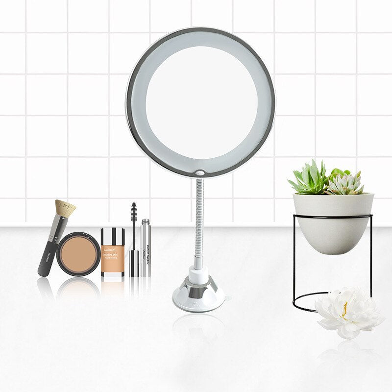 Flexible Gooseneck Makeup Mirror - 10X Magnifying Vanity Mirror with Suction Cup, 360 Degree Swivel, Daylight, Battery Operated, Cordless & Travel Mirror 7798515105990-1