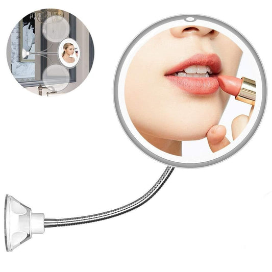 Flexible Gooseneck Makeup Mirror - 10X Magnifying Vanity Mirror with Suction Cup, 360 Degree Swivel, Daylight, Battery Operated, Cordless & Travel Mirror 7798515105990-1
