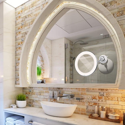 Flexible Gooseneck Makeup Mirror - 10X Magnifying Vanity Mirror with Suction Cup, 360 Degree Swivel, Daylight, Battery Operated, Cordless & Travel Mirror 7798515105990-1