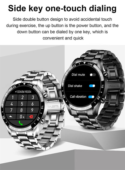 Luxury Full Circle Touch Screen Bluetooth Smart Watch with Steel Band