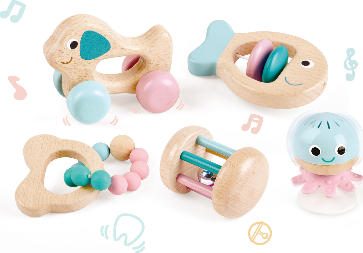 Wooden Sensory Rattle Toy Gift Set for Baby Development 8084668317917-1