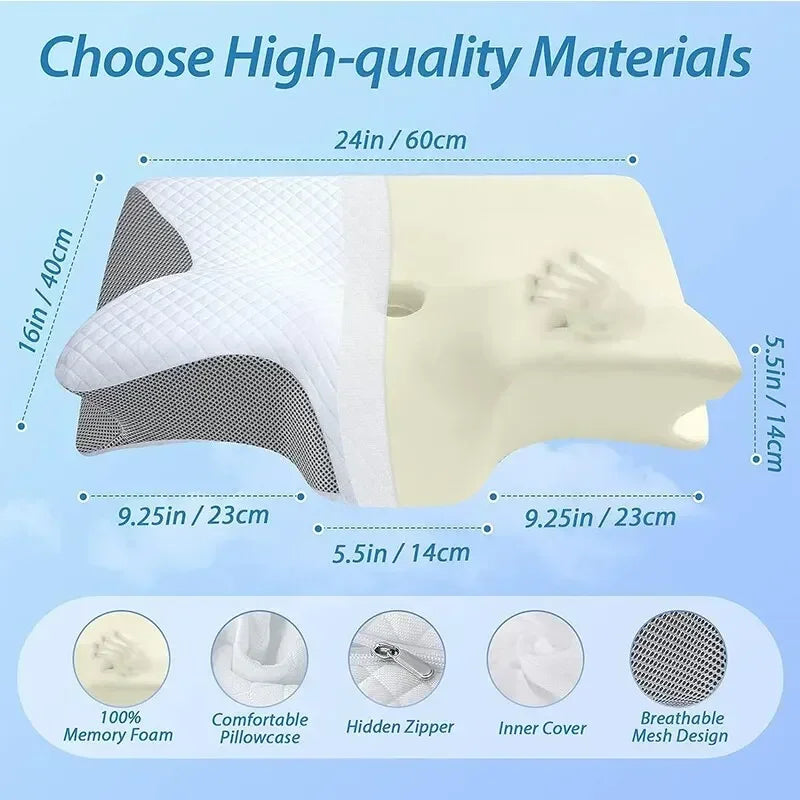 Orthopedic Memory Foam Pillow Ergonomic Neck Support Pain Relief 14902422372678-1