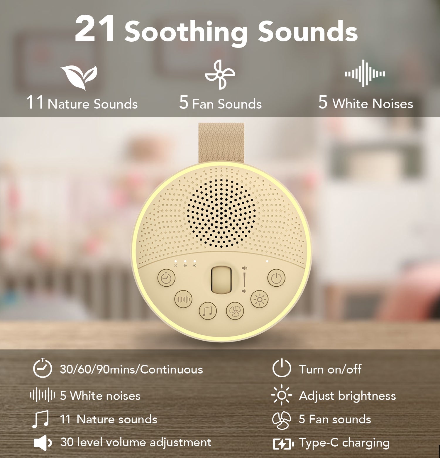Soothing White Noise Baby Sound Device Relaxation Sleeping Aid Machine 11579294155020-1