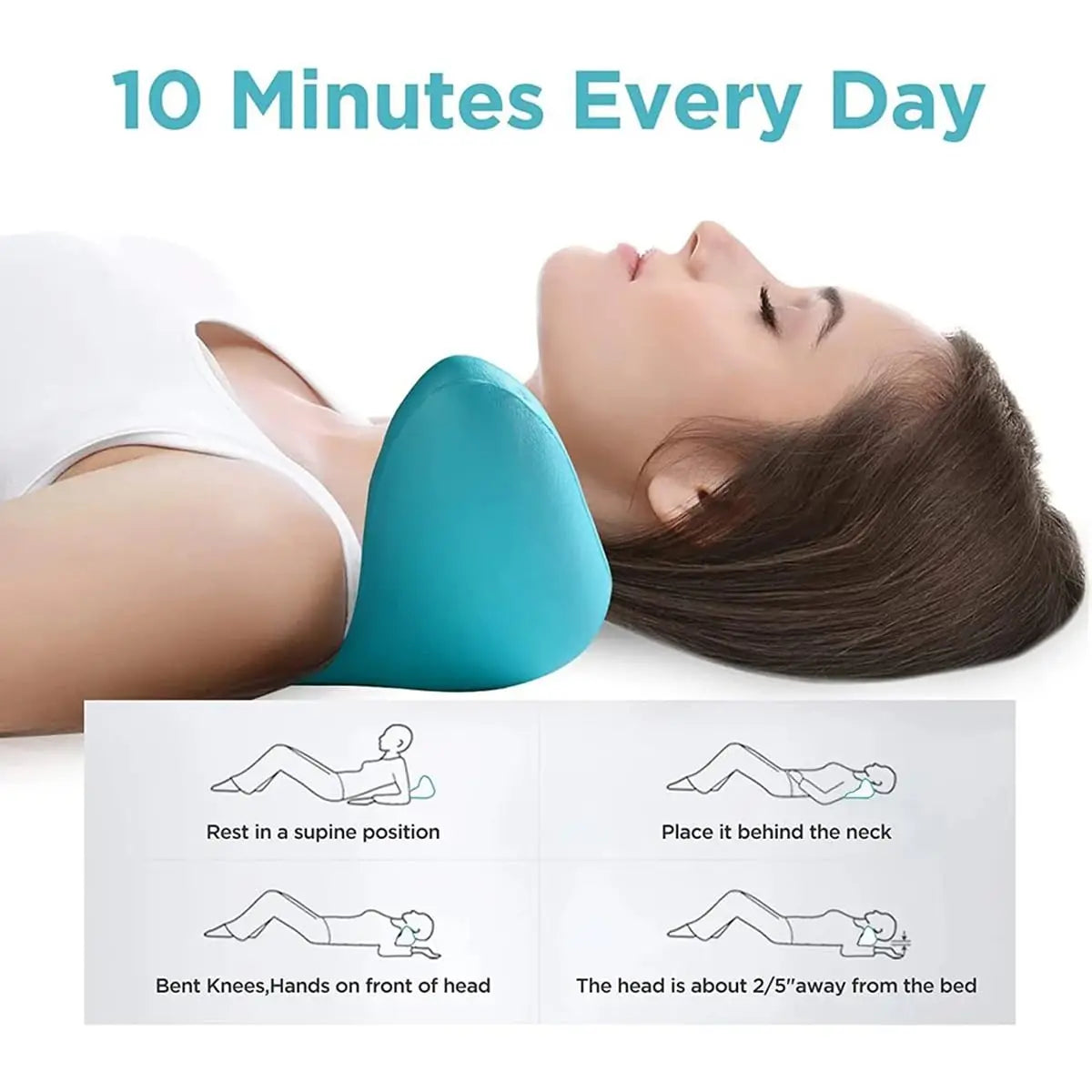 Ergonomic Neck Traction Pillow For Spine Alignment Pain Relief Support 14814240899398-1