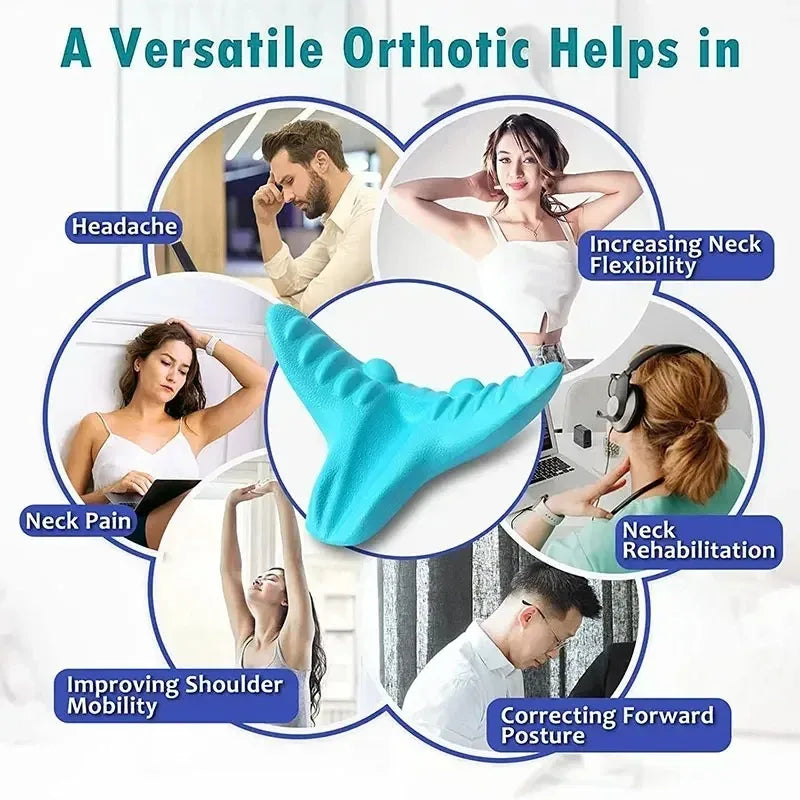 Ergonomic Neck Traction Pillow For Spine Alignment Pain Relief Support 14814240899398-1