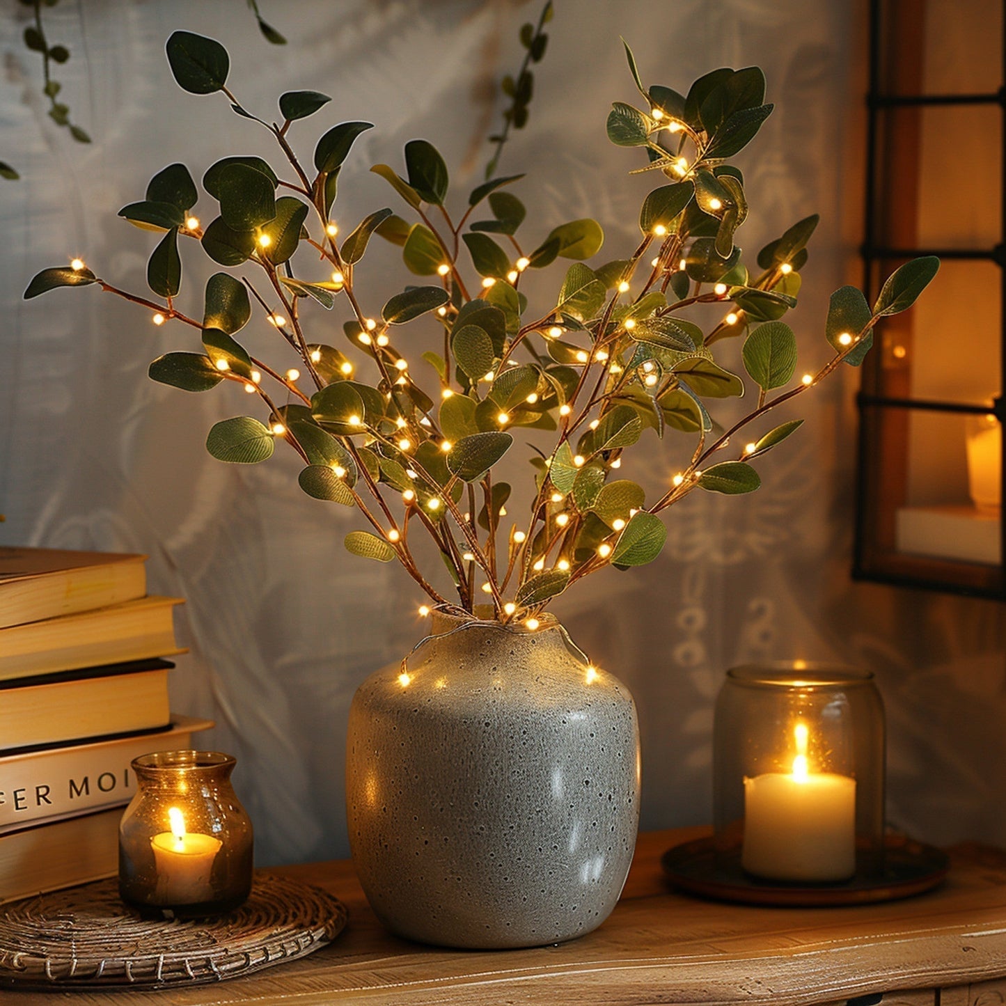 Battery Operated Warm White Led Olive Branch Fairy Lights 28 Inch 9957110579546-1