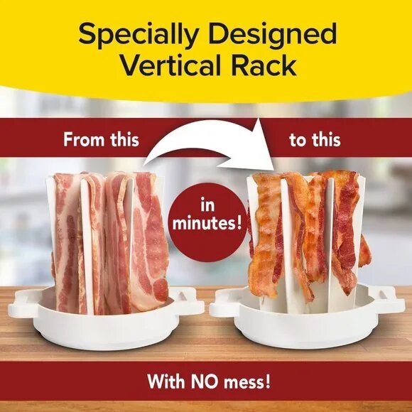 Microwave Bacon Cooker Tray Drains Grease For Crisp Quick Slices 14985419063622-1