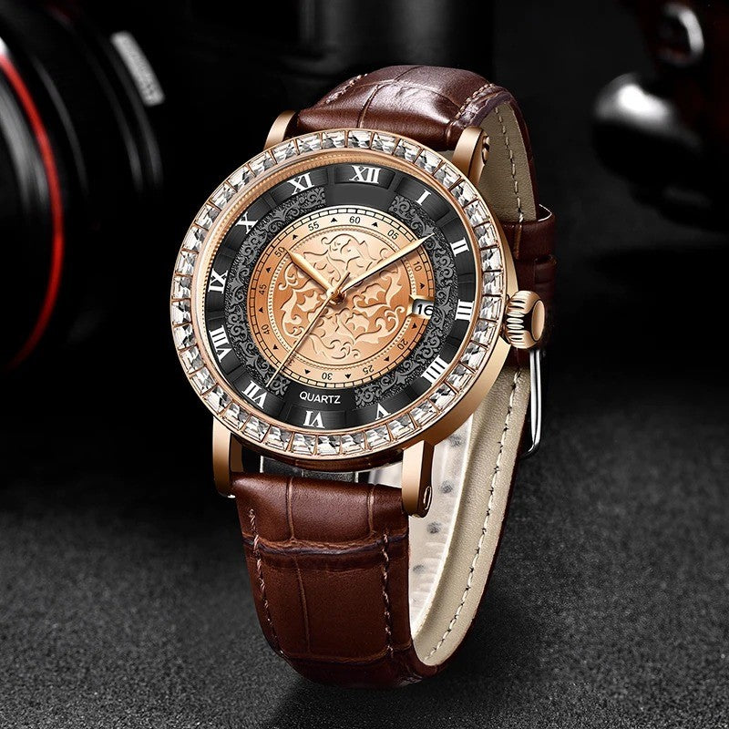 Elegant Quartz Timepiece Featuring Genuine Leather Strap Classic Design 11441399005452-1