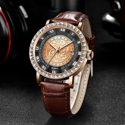 Elegant Quartz Timepiece Featuring Genuine Leather Strap Classic Design 11441399005452-1