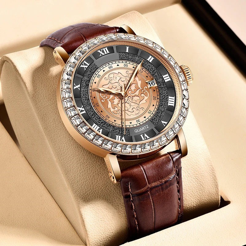 Elegant Quartz Timepiece Featuring Genuine Leather Strap Classic Design 11441399005452-1