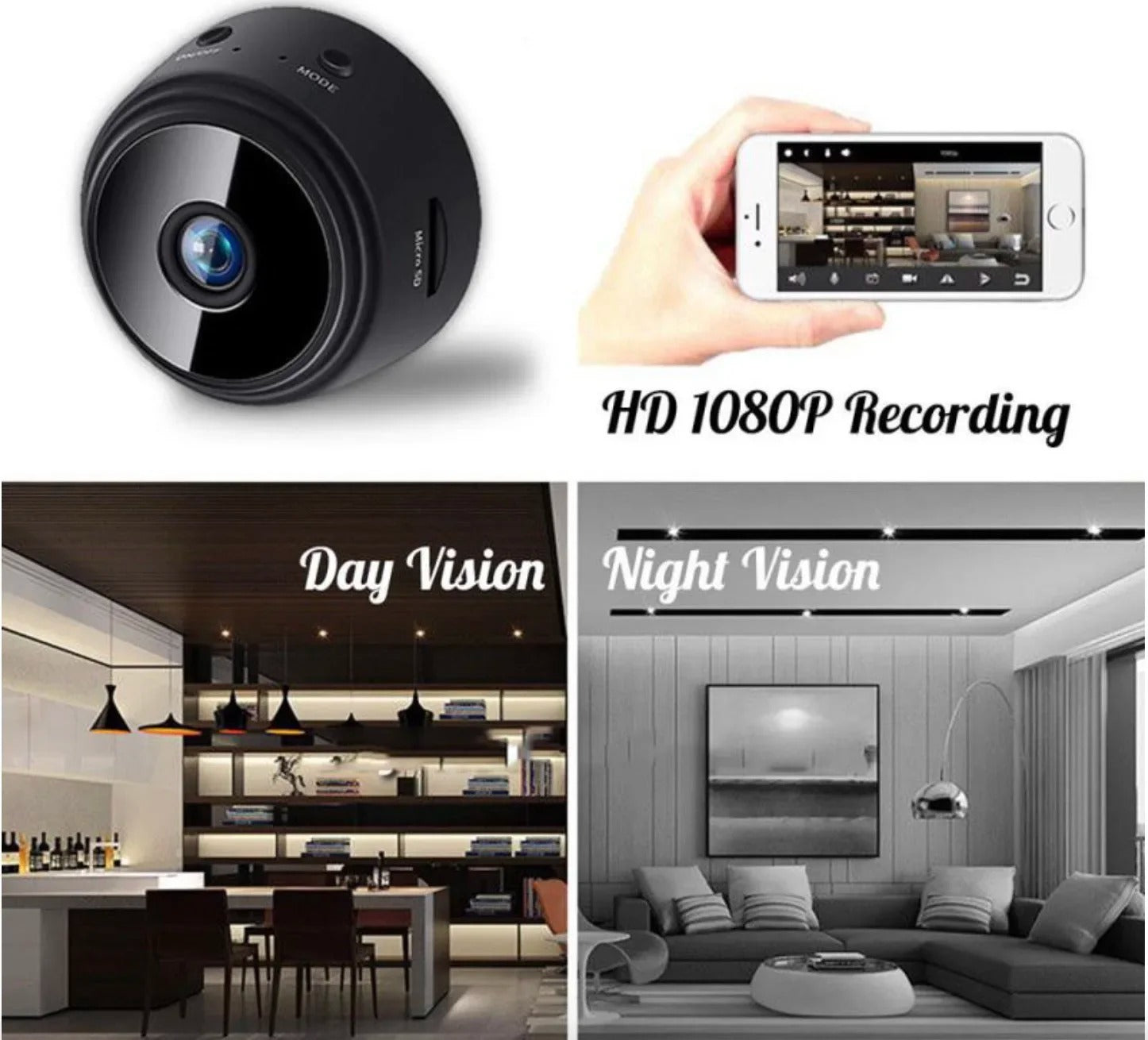 Mini 1080P WiFi Camera with Night Vision &amp; Motion Detection