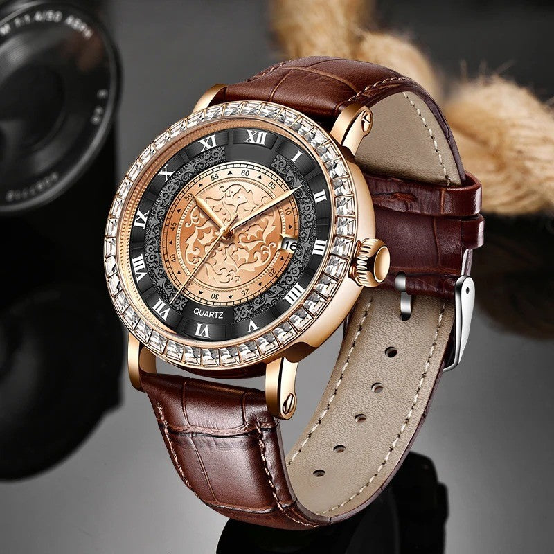 Elegant Quartz Timepiece Featuring Genuine Leather Strap Classic Design 11441399005452-1