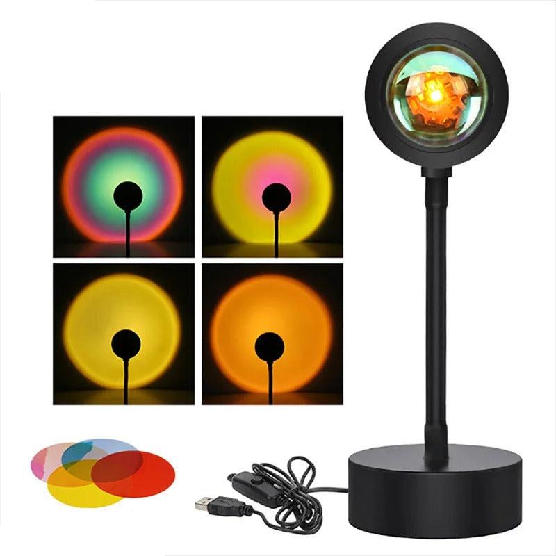 Sunset Lamp | 16 Colors + Remote Control LED Projector Table Lamp - USB Nightstand Lamps 9961774514509-1