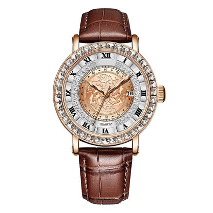 Elegant Quartz Timepiece Featuring Genuine Leather Strap Classic Design 11441399005452-1