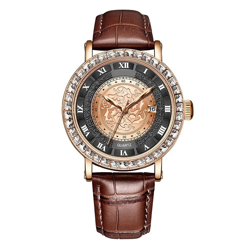Elegant Quartz Timepiece Featuring Genuine Leather Strap Classic Design 11441399005452-1