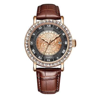 Elegant Quartz Timepiece Featuring Genuine Leather Strap Classic Design 11441399005452-1
