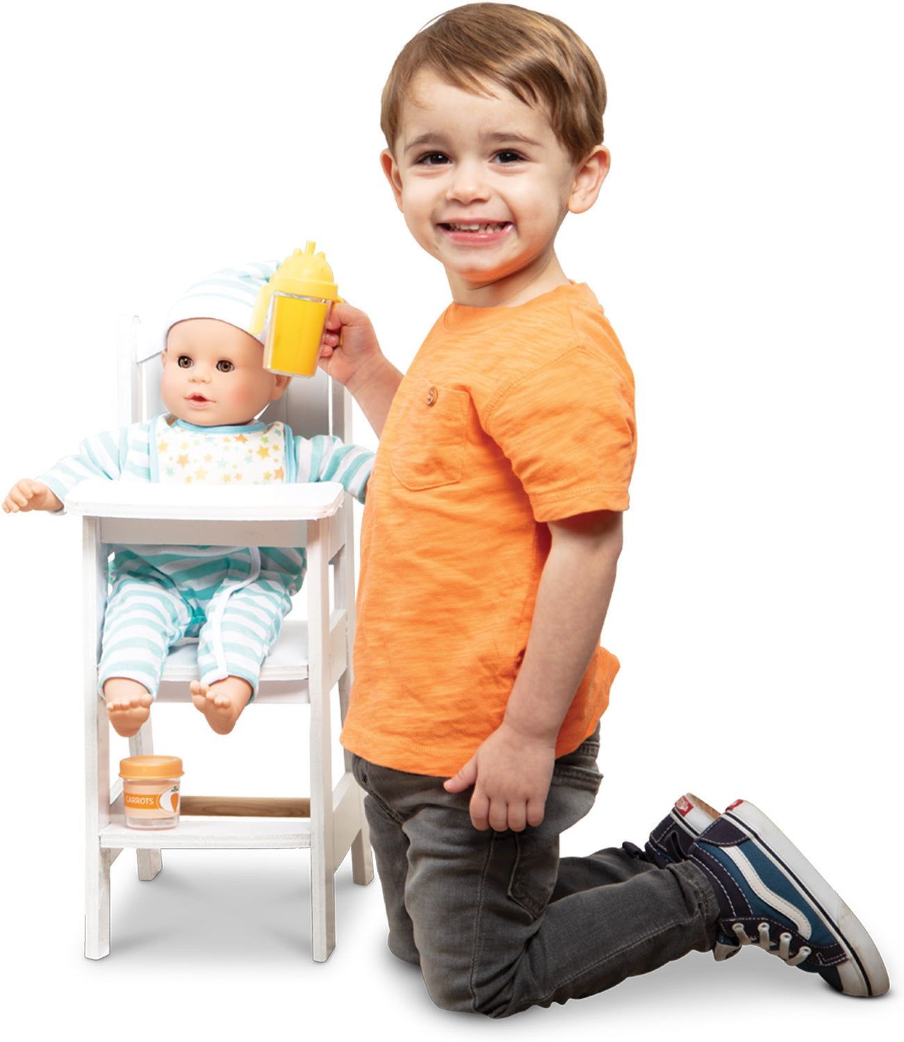 Wooden Doll High Chair Toy for Kids Pretend Feeding Play 8174570012893-1