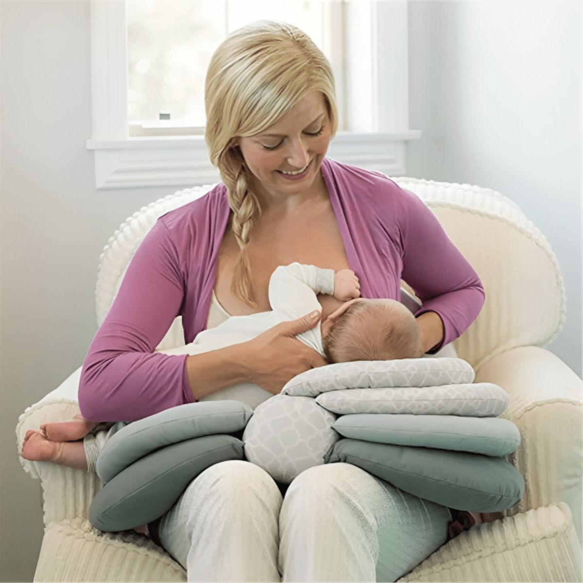Adjustable Nursing Pillow Supports Comfortable Feeding Positions For Mother And Baby 14988271878470-1