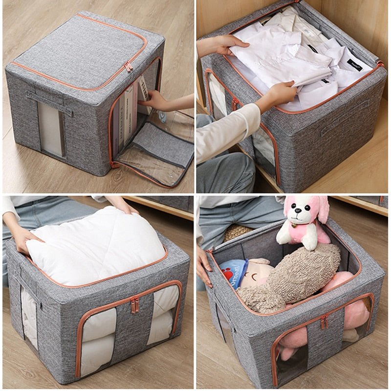 Durable Foldable Clothes Storage Organizer Box With Clear Window 8746220618062-1