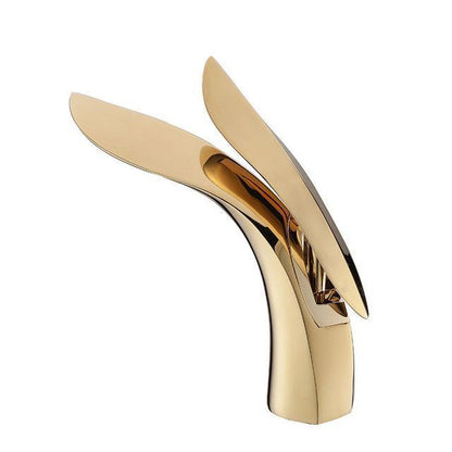 Bathroom Basin Faucet Single Hole Hot Cold Water Gold 9004862538030-1