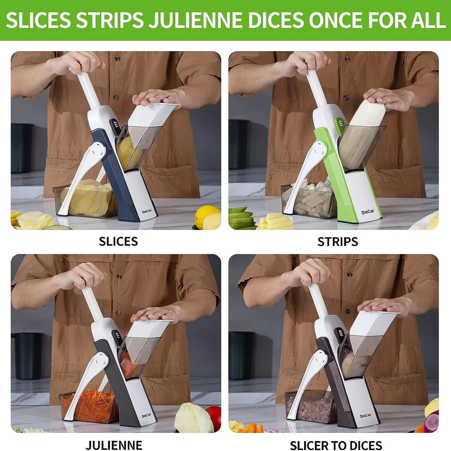 Aeroflux Multi-Purpose Safe Mandoline Vegetable Slicer – Adjustable Chopper Tool For Effortless Precision 15473977721212-1