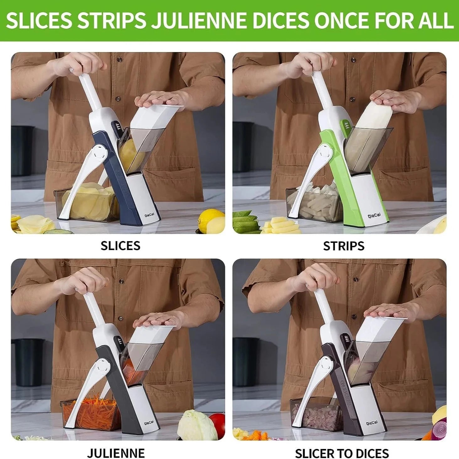 Aeroflux Multi-Purpose Safe Mandoline Vegetable Slicer – Adjustable Chopper Tool For Effortless Precision 15473977721212-1