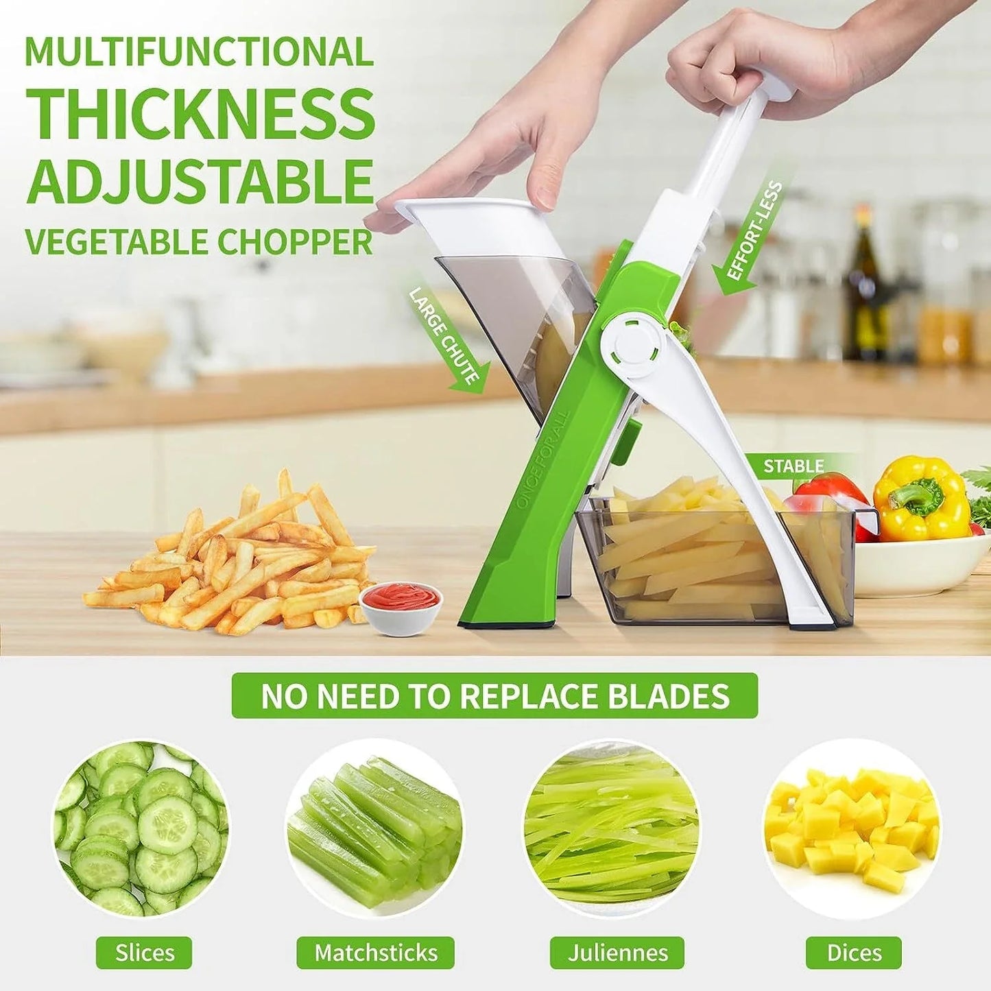 Aeroflux Multi-Purpose Safe Mandoline Vegetable Slicer – Adjustable Chopper Tool For Effortless Precision 15473977721212-1