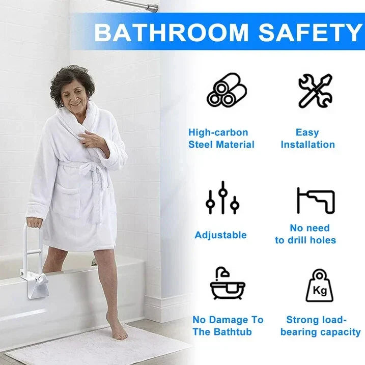 Bathtub Safety Grab Bar For Seniors & Mobility Support – Drill, Secure Bathroom Handle 10109942038806-1