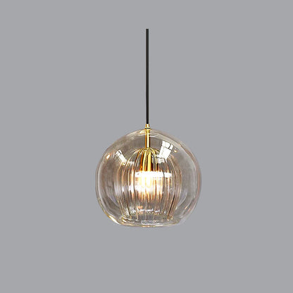 Globe Design Glass Pendant Light – Clear and Amber 10179743744339-1
