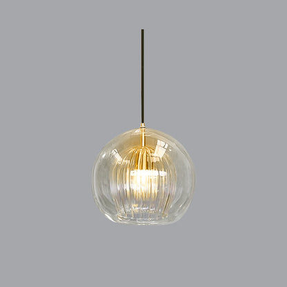 Globe Design Glass Pendant Light – Clear and Amber 10179743744339-1