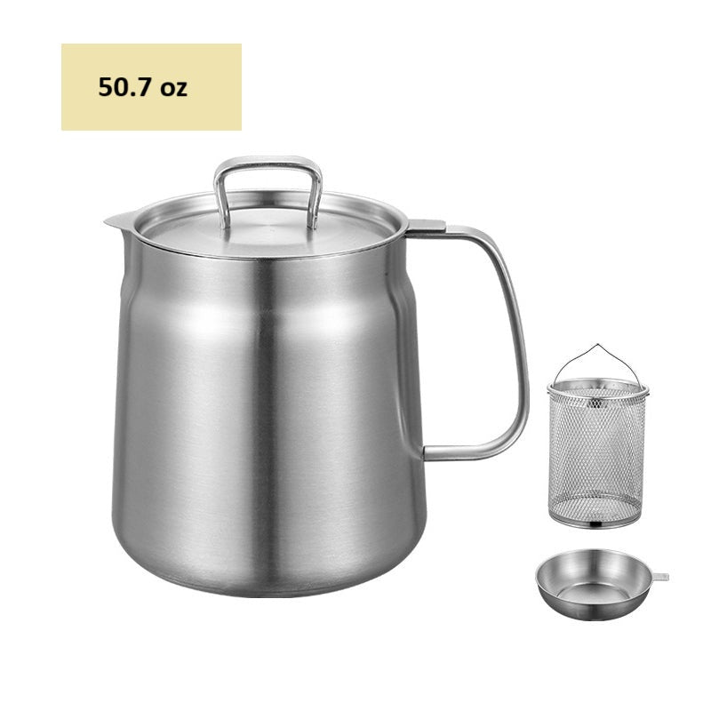 Stainless Steel Kitchen Oil Filter Storage Grease Separator Cooking Pot 11422293164300-1