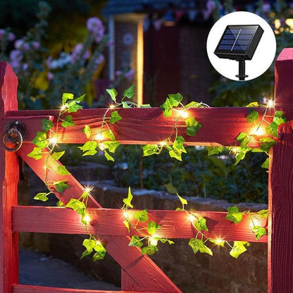 Solar Decorative Lights Outdoor Waterproof Garden Hanging Leaf Wicker Lamp 14814338253126-1