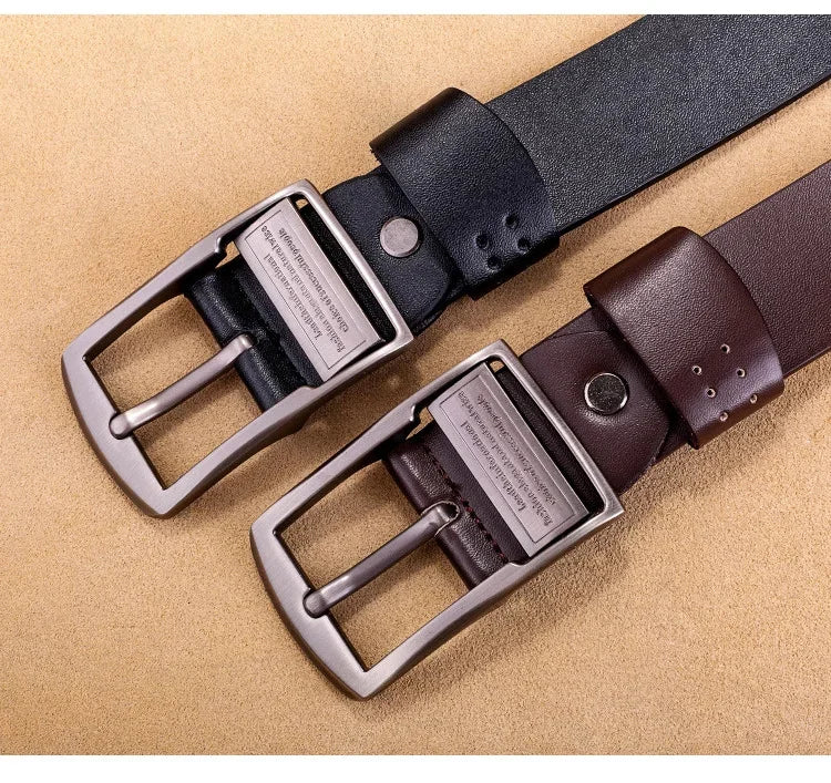 Genuine Leather Men’S Dress Belt With Durable Buckle Classic Style 14969885163846-1