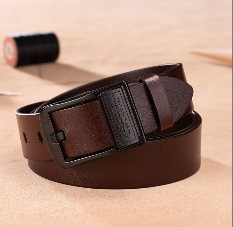 Genuine Leather Men’S Dress Belt With Durable Buckle Classic Style 14969885163846-1