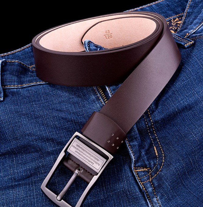 Genuine Leather Men’S Dress Belt With Durable Buckle Classic Style 14969885163846-1