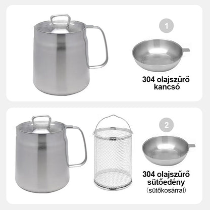 Stainless Steel Oil Filter Pot for Clean Reusable Cooking Oil 14997608038726-1
