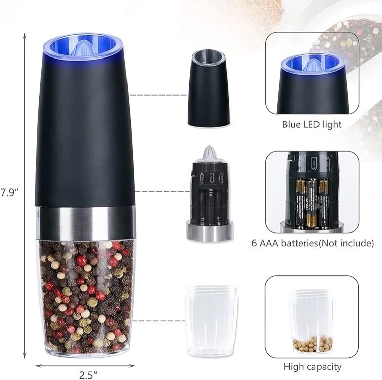 Salt And Pepper Mill With Gravity Sensor 14996391952710-1