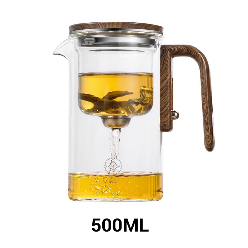 Water Separation Glass Teapot With Wooden Handle 8860570026221-1