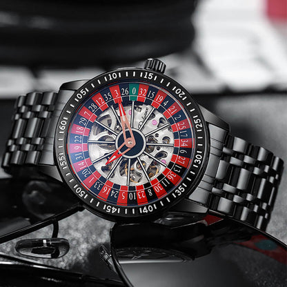 Men'S Waterproof Luminous Roulette Skeleton Automatic Mechanical Watch 9699500589358-1