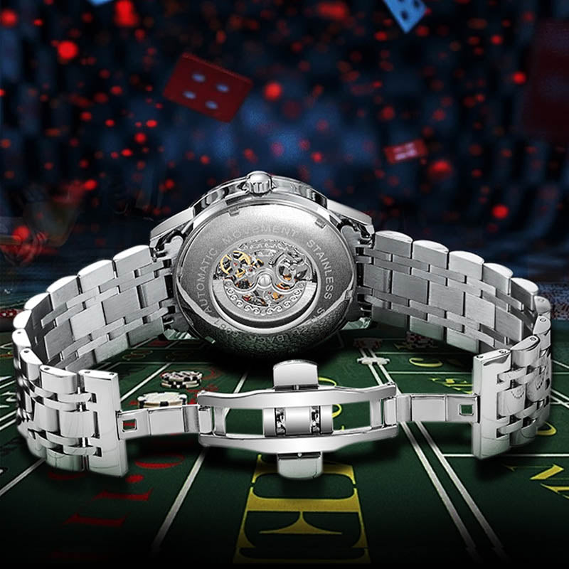 Men'S Waterproof Luminous Roulette Skeleton Automatic Mechanical Watch 9699500589358-1