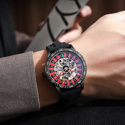 Men'S Waterproof Luminous Roulette Skeleton Automatic Mechanical Watch 9699500589358-1
