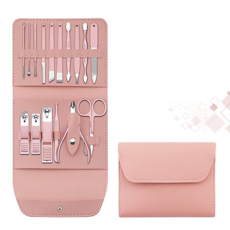 Stainless Manicure Pedicure Grooming Kit With Travel Case Multipurpose Nail Clippers 14981444075846-1